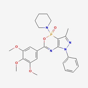 molecular formula C25H29N4O5P B7464216 7-Methyl-5-phenyl-1-piperidin-1-yl-3-(3,4,5-trimethoxyphenyl)pyrazolo[4,3-c][1,5,2]oxazaphosphinine 1-oxide 