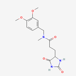 molecular formula C16H21N3O5 B7464217 N-[(3,4-dimethoxyphenyl)methyl]-3-(2,5-dioxoimidazolidin-4-yl)-N-methylpropanamide 