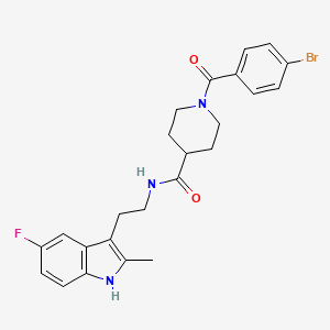 molecular formula C24H25BrFN3O2 B7464225 1-[(4-bromophenyl)carbonyl]-N-[2-(5-fluoro-2-methyl-1H-indol-3-yl)ethyl]piperidine-4-carboxamide 