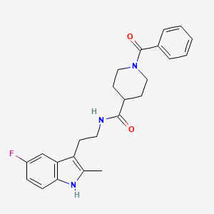 molecular formula C24H26FN3O2 B7464303 N-[2-(5-fluoro-2-methyl-1H-indol-3-yl)ethyl]-1-(phenylcarbonyl)piperidine-4-carboxamide 