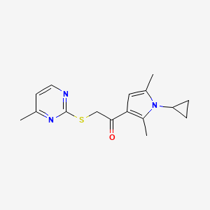 molecular formula C16H19N3OS B7464337 1-(1-cyclopropyl-2,5-dimethyl-1H-pyrrol-3-yl)-2-[(4-methylpyrimidin-2-yl)sulfanyl]ethanone 
