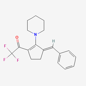 molecular formula C19H20F3NO B7464364 1-[(3E)-3-benzylidene-2-piperidin-1-ylcyclopenten-1-yl]-2,2,2-trifluoroethanone 
