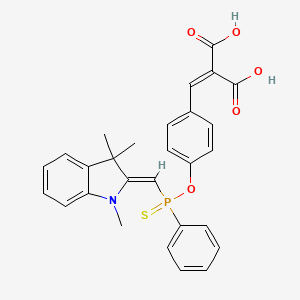molecular formula C28H26NO5PS B7464380 2-[[4-[phenyl-[(Z)-(1,3,3-trimethylindol-2-ylidene)methyl]phosphinothioyl]oxyphenyl]methylidene]propanedioic acid 