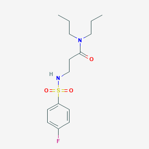 molecular formula C15H23FN2O3S B7464410 3-[(4-fluorophenyl)sulfonylamino]-N,N-dipropylpropanamide 