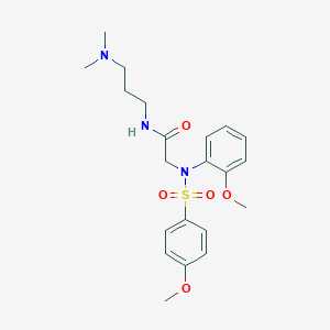 molecular formula C21H29N3O5S B7464453 N-[3-(dimethylamino)propyl]-2-(2-methoxy-N-(4-methoxyphenyl)sulfonylanilino)acetamide 