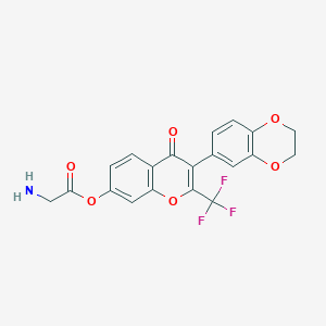 [3-(2,3-Dihydro-1,4-benzodioxin-6-yl)-4-oxo-2-(trifluoromethyl)chromen-7-yl] 2-aminoacetate