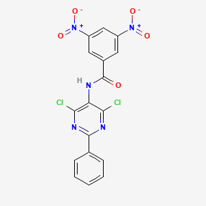 molecular formula C17H9Cl2N5O5 B7464581 N-(4,6-dichloro-2-phenylpyrimidin-5-yl)-3,5-dinitrobenzamide 