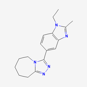 molecular formula C17H21N5 B7464665 3-(1-ethyl-2-methylbenzimidazol-5-yl)-6,7,8,9-tetrahydro-5H-[1,2,4]triazolo[4,3-a]azepine 
