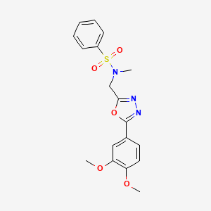 molecular formula C18H19N3O5S B7464668 N-[[5-(3,4-dimethoxyphenyl)-1,3,4-oxadiazol-2-yl]methyl]-N-methylbenzenesulfonamide 