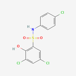 molecular formula C12H8Cl3NO3S B7464677 3,5-dichloro-N-(4-chlorophenyl)-2-hydroxybenzenesulfonamide 