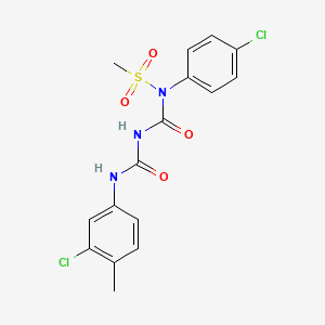 molecular formula C16H15Cl2N3O4S B7464726 3-[(3-Chloro-4-methylphenyl)carbamoyl]-1-(4-chlorophenyl)-1-methylsulfonylurea 
