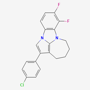 3-(4-Chlorophenyl)-11,12-difluoro-1,9-diazatetracyclo[7.6.1.04,16.010,15]hexadeca-2,4(16),10(15),11,13-pentaene