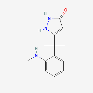 molecular formula C13H17N3O B7464794 5-[2-[2-(Methylamino)phenyl]propan-2-yl]-1,2-dihydropyrazol-3-one 