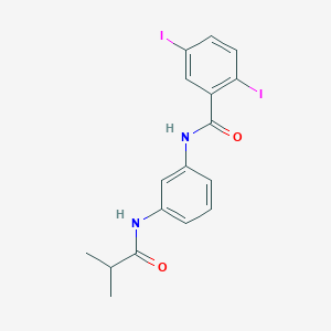 molecular formula C17H16I2N2O2 B7464851 2,5-diiodo-N-[3-(2-methylpropanoylamino)phenyl]benzamide 