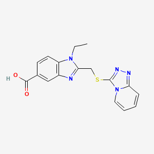 molecular formula C17H15N5O2S B7464896 1-Ethyl-2-([1,2,4]triazolo[4,3-a]pyridin-3-ylsulfanylmethyl)benzimidazole-5-carboxylic acid 