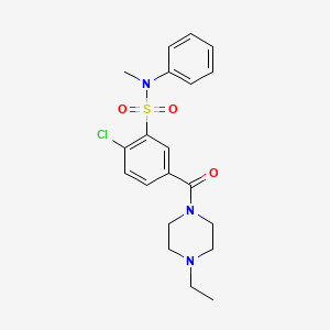 molecular formula C20H24ClN3O3S B7464970 2-chloro-5-(4-ethylpiperazine-1-carbonyl)-N-methyl-N-phenylbenzenesulfonamide 