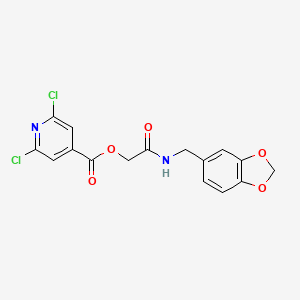 molecular formula C16H12Cl2N2O5 B7464982 [2-(1,3-Benzodioxol-5-ylmethylamino)-2-oxoethyl] 2,6-dichloropyridine-4-carboxylate 