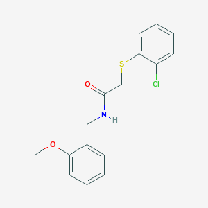 molecular formula C16H16ClNO2S B7464987 2-(2-chlorophenyl)sulfanyl-N-[(2-methoxyphenyl)methyl]acetamide 