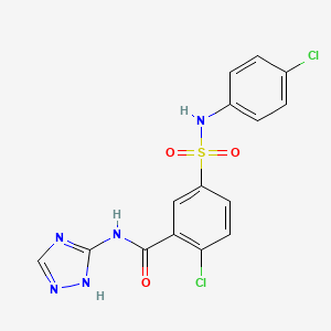 molecular formula C15H11Cl2N5O3S B7464991 2-chloro-5-[(4-chlorophenyl)sulfamoyl]-N-(1H-1,2,4-triazol-5-yl)benzamide 