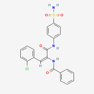 N-[(E)-1-(2-chlorophenyl)-3-oxo-3-(4-sulfamoylanilino)prop-1-en-2-yl]benzamide