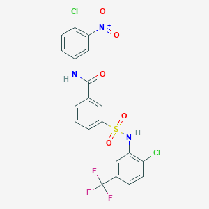 molecular formula C20H12Cl2F3N3O5S B7465033 N-(4-chloro-3-nitrophenyl)-3-[[2-chloro-5-(trifluoromethyl)phenyl]sulfamoyl]benzamide 