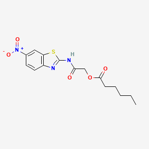 molecular formula C15H17N3O5S B7465069 [2-[(6-Nitro-1,3-benzothiazol-2-yl)amino]-2-oxoethyl] hexanoate 