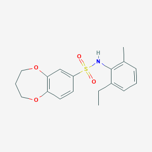 molecular formula C18H21NO4S B7465094 N-(2-ethyl-6-methylphenyl)-3,4-dihydro-2H-1,5-benzodioxepine-7-sulfonamide 