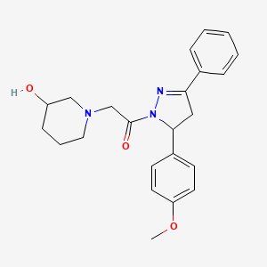 molecular formula C23H27N3O3 B7465128 2-(3-Hydroxypiperidin-1-yl)-1-[3-(4-methoxyphenyl)-5-phenyl-3,4-dihydropyrazol-2-yl]ethanone 