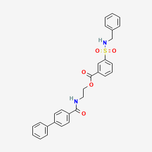 molecular formula C29H26N2O5S B7465265 2-[(4-Phenylbenzoyl)amino]ethyl 3-(benzylsulfamoyl)benzoate 