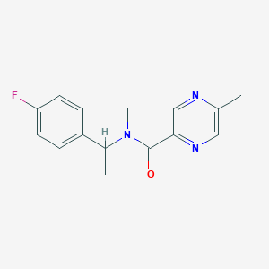 molecular formula C15H16FN3O B7465272 N-[1-(4-fluorophenyl)ethyl]-N,5-dimethylpyrazine-2-carboxamide 