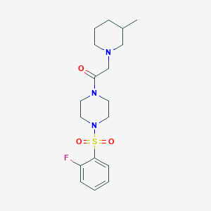 molecular formula C18H26FN3O3S B7465296 1-[4-(2-Fluorophenyl)sulfonylpiperazin-1-yl]-2-(3-methylpiperidin-1-yl)ethanone 