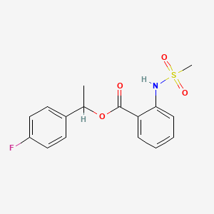 molecular formula C16H16FNO4S B7465307 1-(4-Fluorophenyl)ethyl 2-(methanesulfonamido)benzoate 