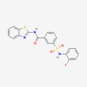 molecular formula C20H14FN3O3S2 B7465337 N-(1,3-benzothiazol-2-yl)-3-[(2-fluorophenyl)sulfamoyl]benzamide 