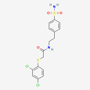 molecular formula C16H16Cl2N2O3S2 B7465341 2-(2,4-dichlorophenyl)sulfanyl-N-[2-(4-sulfamoylphenyl)ethyl]acetamide 