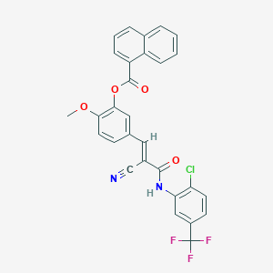 molecular formula C29H18ClF3N2O4 B7465349 5-[(1E)-3-{[2-chloro-5-(trifluoromethyl)phenyl]amino}-2-cyano-3-oxoprop-1-en-1-yl]-2-methoxyphenyl naphthalene-1-carboxylate 