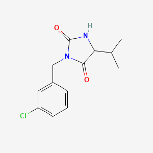 molecular formula C13H15ClN2O2 B7465358 3-[(3-Chlorophenyl)methyl]-5-propan-2-ylimidazolidine-2,4-dione 
