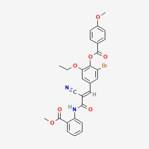 molecular formula C28H23BrN2O7 B7465383 methyl 2-{[(2E)-3-(3-bromo-5-ethoxy-4-{[(4-methoxyphenyl)carbonyl]oxy}phenyl)-2-cyanoprop-2-enoyl]amino}benzoate 