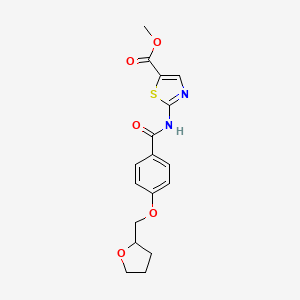 molecular formula C17H18N2O5S B7465388 Methyl 2-[[4-(oxolan-2-ylmethoxy)benzoyl]amino]-1,3-thiazole-5-carboxylate 