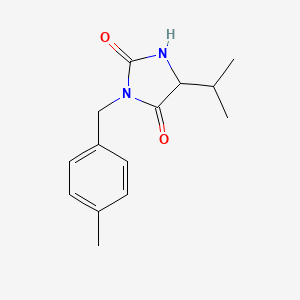 molecular formula C14H18N2O2 B7465396 3-[(4-Methylphenyl)methyl]-5-propan-2-ylimidazolidine-2,4-dione 