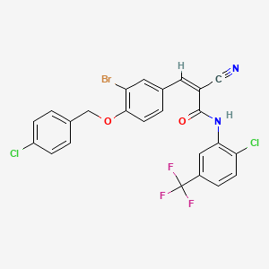molecular formula C24H14BrCl2F3N2O2 B7465399 (Z)-3-[3-bromo-4-[(4-chlorophenyl)methoxy]phenyl]-N-[2-chloro-5-(trifluoromethyl)phenyl]-2-cyanoprop-2-enamide 