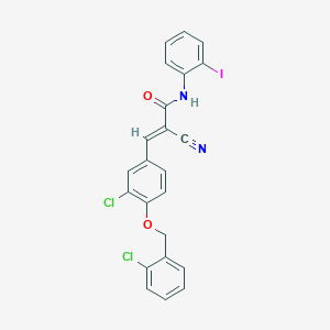 molecular formula C23H15Cl2IN2O2 B7465424 (E)-3-[3-chloro-4-[(2-chlorophenyl)methoxy]phenyl]-2-cyano-N-(2-iodophenyl)prop-2-enamide 