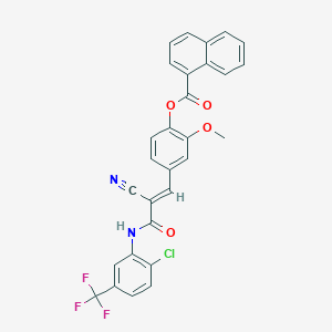 4-[(1E)-3-{[2-chloro-5-(trifluoromethyl)phenyl]amino}-2-cyano-3-oxoprop-1-en-1-yl]-2-methoxyphenyl naphthalene-1-carboxylate