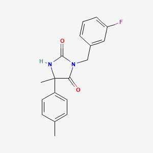 molecular formula C18H17FN2O2 B7465484 3-[(3-Fluorophenyl)methyl]-5-methyl-5-(4-methylphenyl)imidazolidine-2,4-dione 