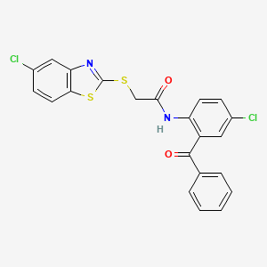molecular formula C22H14Cl2N2O2S2 B7465493 N-(2-benzoyl-4-chlorophenyl)-2-[(5-chloro-1,3-benzothiazol-2-yl)sulfanyl]acetamide 