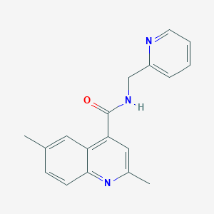 molecular formula C18H17N3O B7465702 2,6-dimethyl-N-(pyridin-2-ylmethyl)quinoline-4-carboxamide 