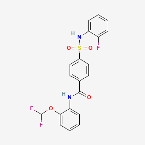 molecular formula C20H15F3N2O4S B7465817 N-[2-(difluoromethoxy)phenyl]-4-[(2-fluorophenyl)sulfamoyl]benzamide 