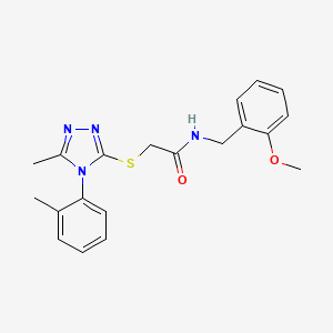 molecular formula C20H22N4O2S B7465854 N-[(2-methoxyphenyl)methyl]-2-[[5-methyl-4-(2-methylphenyl)-1,2,4-triazol-3-yl]sulfanyl]acetamide 