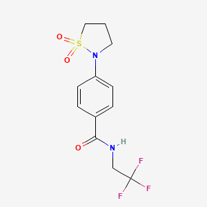 molecular formula C12H13F3N2O3S B7465907 4-(1,1-dioxo-1,2-thiazolidin-2-yl)-N-(2,2,2-trifluoroethyl)benzamide 