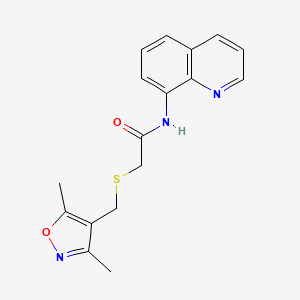 molecular formula C17H17N3O2S B7465941 2-[(3,5-dimethyl-1,2-oxazol-4-yl)methylsulfanyl]-N-quinolin-8-ylacetamide 