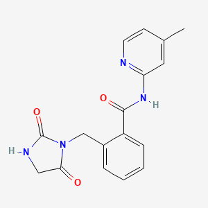 molecular formula C17H16N4O3 B7466006 2-[(2,5-dioxoimidazolidin-1-yl)methyl]-N-(4-methylpyridin-2-yl)benzamide 